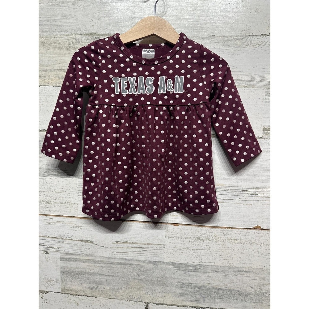 Colosseum Texas A&M Dress Girls 3-6M Maroon Polka Dot Gameday Aggies EUC